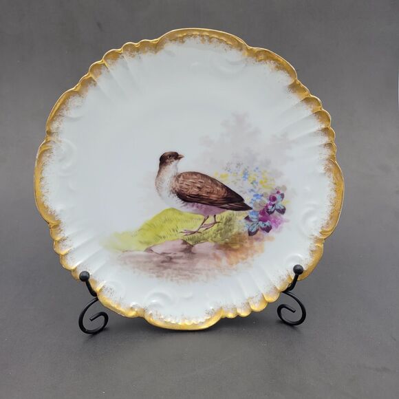 French Limoges Game Birds 4 plate set by Lewis Strauss & Sons vintage 1920's - Picture 2 of 14